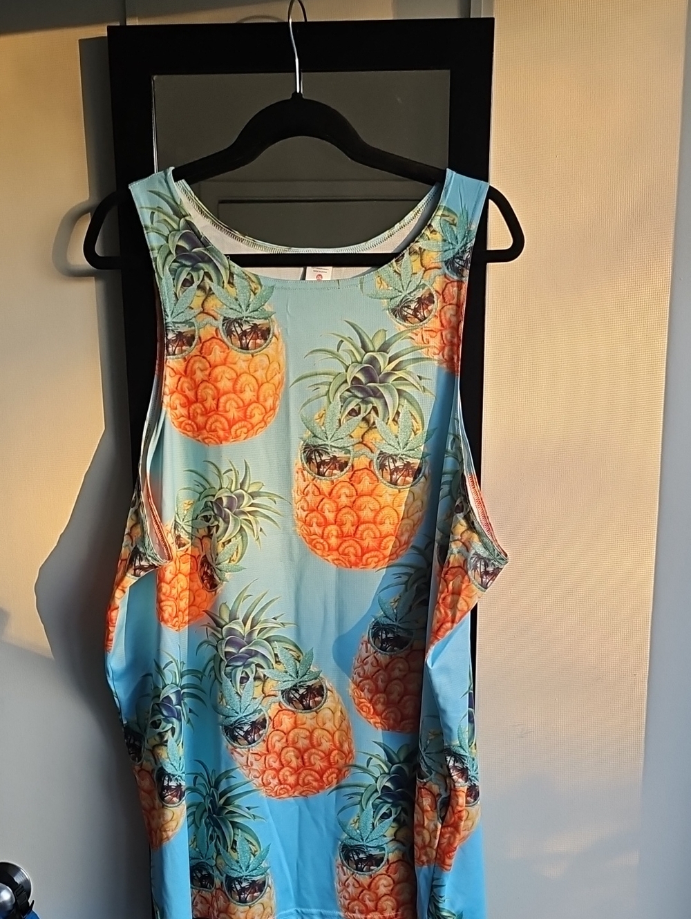 Men's Blue Pineapple Print Tank Top